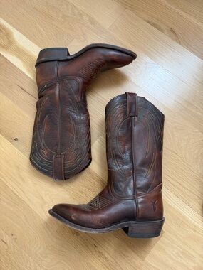 Frye Brown Real Leather Western Boots - Women’s Standard/Medium Width
